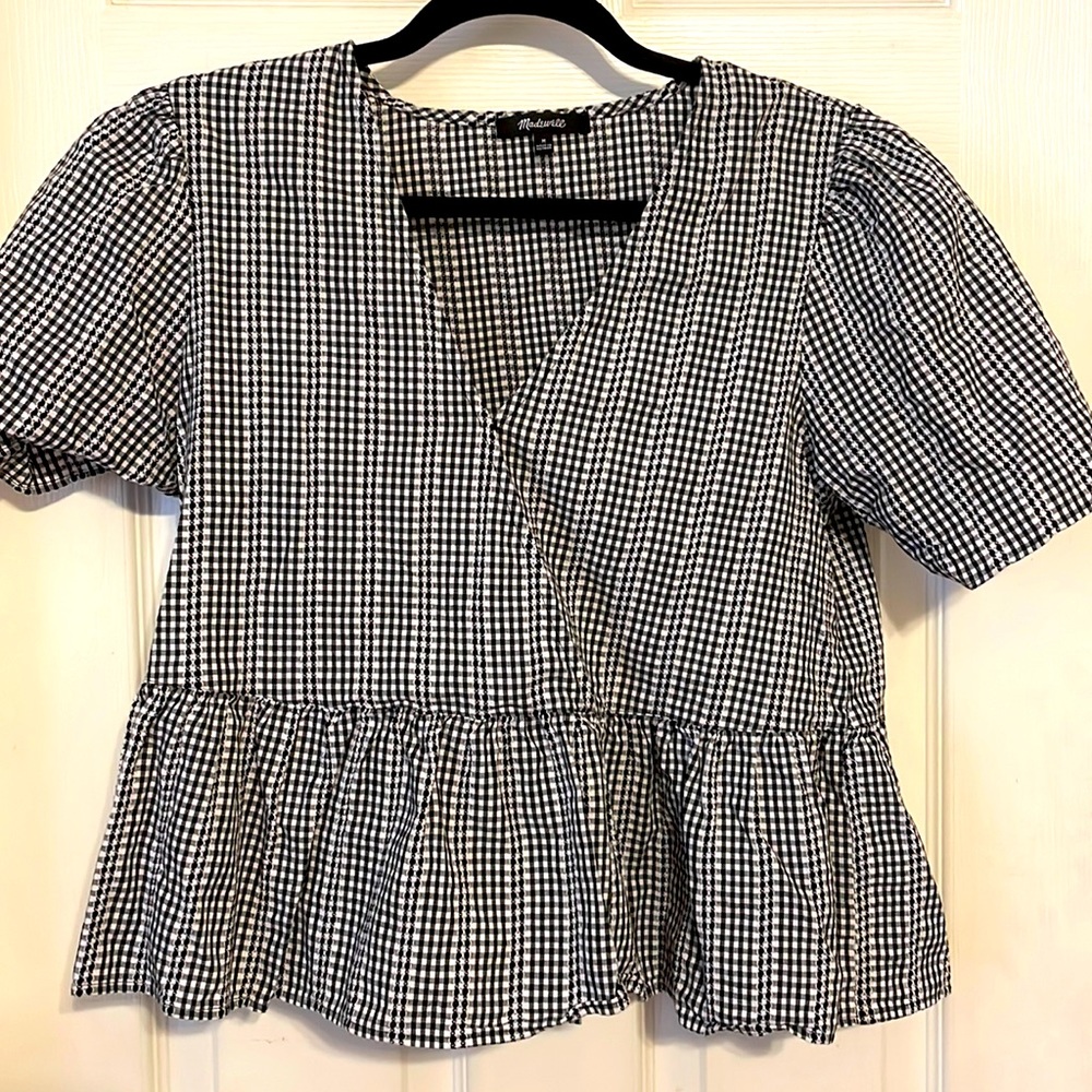 Madewell Gingham Peplum Top